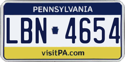 PA license plate LBN4654