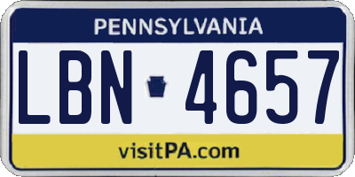 PA license plate LBN4657