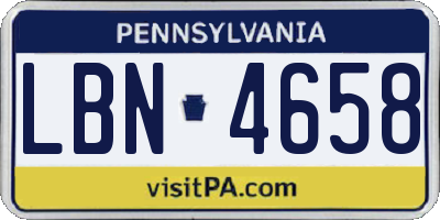 PA license plate LBN4658