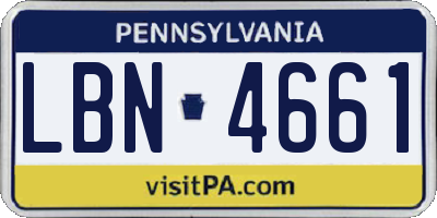 PA license plate LBN4661