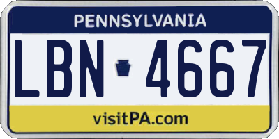 PA license plate LBN4667