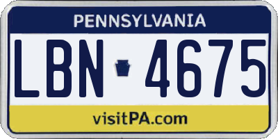 PA license plate LBN4675