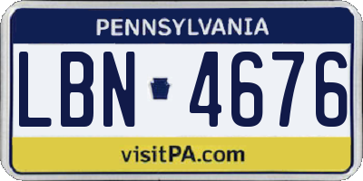 PA license plate LBN4676