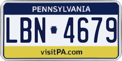 PA license plate LBN4679