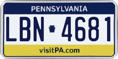 PA license plate LBN4681