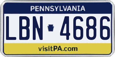 PA license plate LBN4686