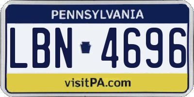 PA license plate LBN4696