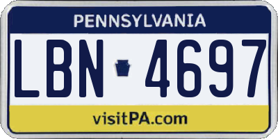 PA license plate LBN4697
