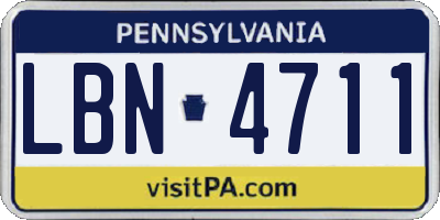 PA license plate LBN4711