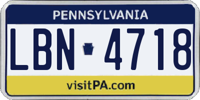 PA license plate LBN4718