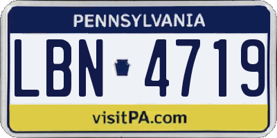 PA license plate LBN4719