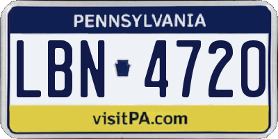 PA license plate LBN4720
