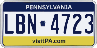 PA license plate LBN4723