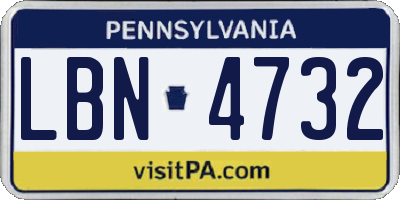 PA license plate LBN4732