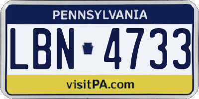 PA license plate LBN4733