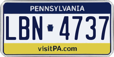 PA license plate LBN4737