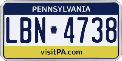 PA license plate LBN4738
