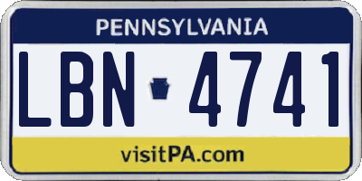 PA license plate LBN4741