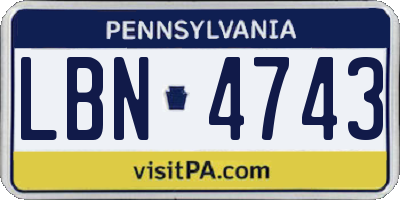 PA license plate LBN4743