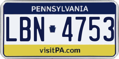 PA license plate LBN4753