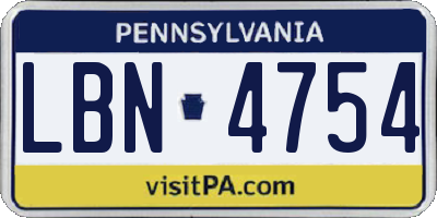 PA license plate LBN4754
