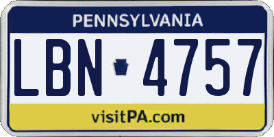 PA license plate LBN4757
