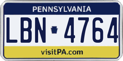 PA license plate LBN4764