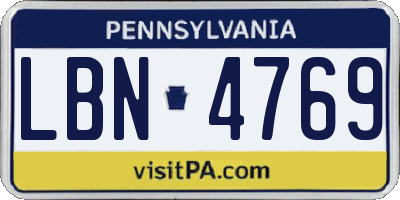 PA license plate LBN4769