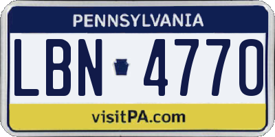PA license plate LBN4770