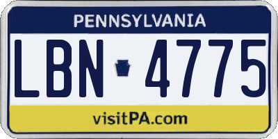 PA license plate LBN4775