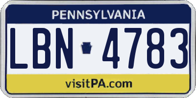 PA license plate LBN4783