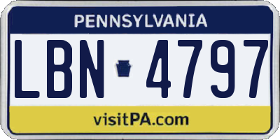 PA license plate LBN4797