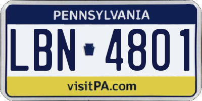 PA license plate LBN4801