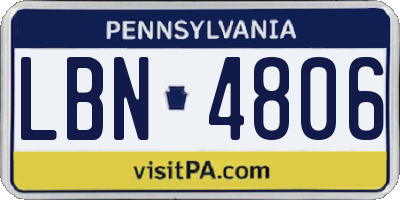 PA license plate LBN4806