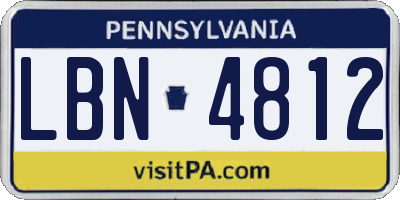 PA license plate LBN4812