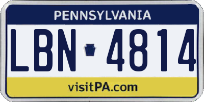 PA license plate LBN4814