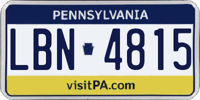 PA license plate LBN4815