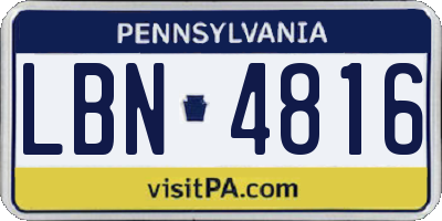 PA license plate LBN4816