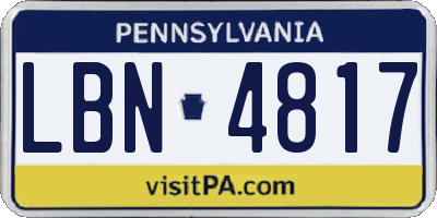 PA license plate LBN4817