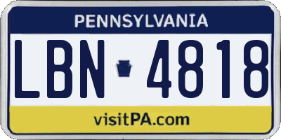 PA license plate LBN4818