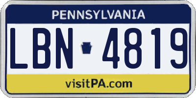 PA license plate LBN4819