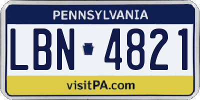 PA license plate LBN4821