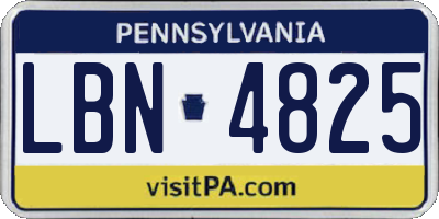 PA license plate LBN4825
