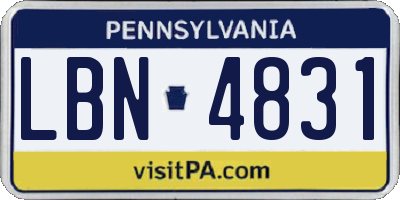 PA license plate LBN4831