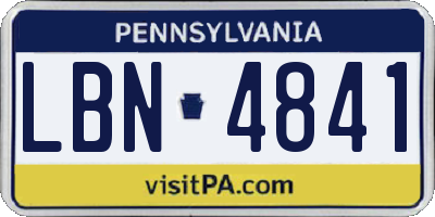 PA license plate LBN4841
