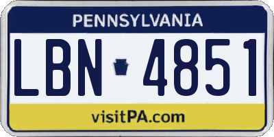 PA license plate LBN4851
