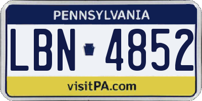 PA license plate LBN4852