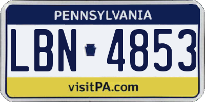 PA license plate LBN4853