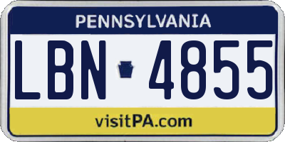 PA license plate LBN4855