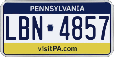PA license plate LBN4857